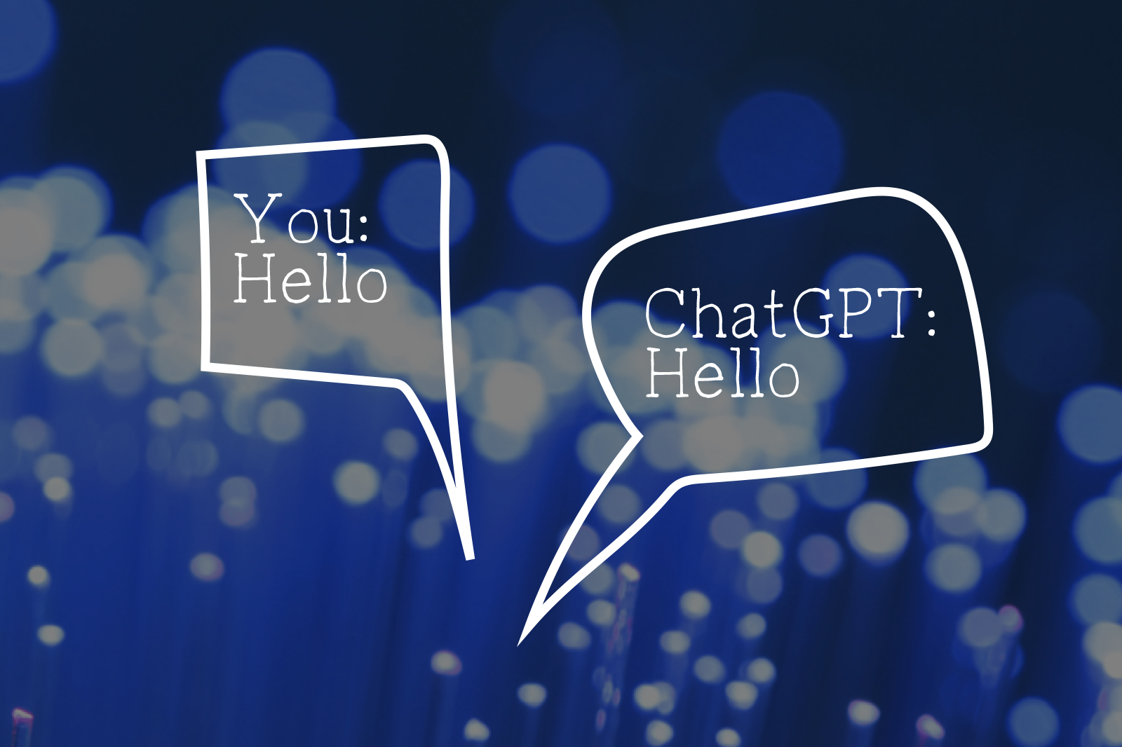 Chat to ChatGPT mocked up with speech bubbles